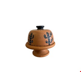 Boleira barro com cupula Cactus preto e branco 22cmA 22cmA