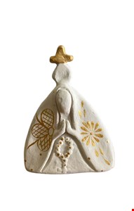 Nossa senhora barro branco placa decorada - 16cmA