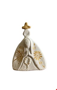 Nossa senhora barro branco placa decorada - 16cmA