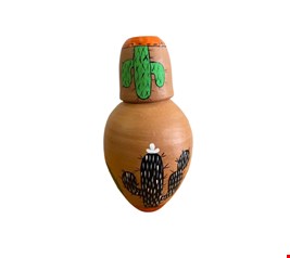 Moringa com Copo Barro Decorado Cacto Verde Claro 21cmA