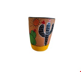 Vaso Decorativo Cacto Com Base amarela - 17cmA