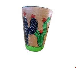 Vaso decorativo Com Cacto preto e base verde - 20cmA