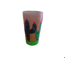 Vaso decorativo cacto preto com base verde - 25cmA