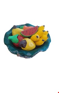Fruteira com Frutas em Barro Verde - P 10cmA 13cmD