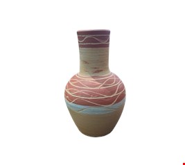 Vaso Barro 2 Cores Ondulado - 37cmA 10cmD