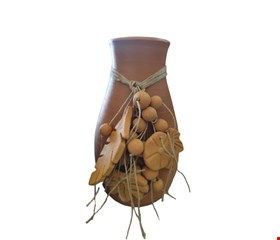 Vaso em barro Com Colar folhas - 30cmA Vaso em barro Com Colar folhas - 30cmA