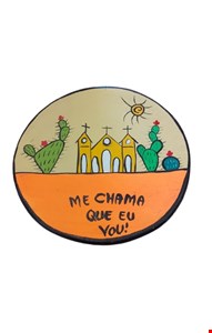 Prato decorativo em barro / ME CHAMA QUE EU VOU - 24cmD Prato decorativo em barro / ME CHAMA QUE EU VOU - 24cmD