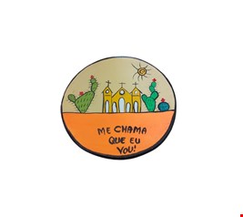 Prato decorativo em barro / ME CHAMA QUE EU VOU - 24cmD Prato decorativo em barro / ME CHAMA QUE EU VOU - 24cmD