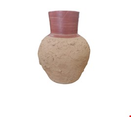 Vaso em barro marrom e vermelho texturizado - 31cmA