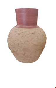 Vaso em barro marrom e vermelho texturizado - 31cmA