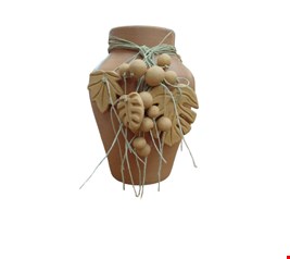 Vaso em barro com colar de folhas- 30cmA