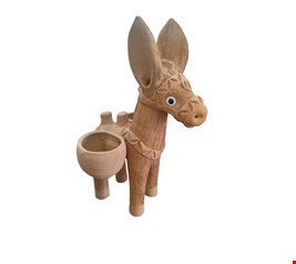 Burro em barro marrom com balaios - 47cmA