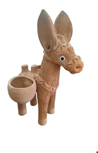 Burro em barro marrom com balaios - 47cmA