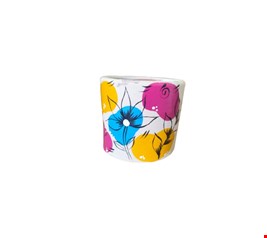 Cachepot Bege com flores coloridas-14 cmA 