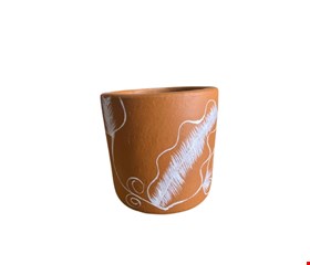 Cachepot Em barro florido - 15cmA