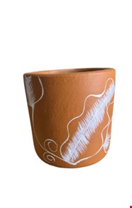 Cachepot Em barro florido - 15cmA