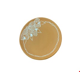 Prato em barro e detalhe na borda e folhas branca - 25cmD Prato em barro e detalhe na borda e folhas branca - 25cmD
