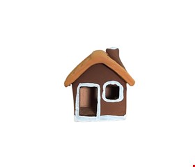 Casinha de Barro marrom com chaminé 6cmA Casinha de Barro marrom com chaminé 6cmA