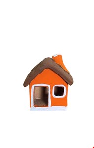 Casinha de Barro com chaminé laranja 6cmA Casinha de Barro com chaminé laranja 6cmA