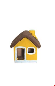 Casinha de Barro com chaminé amarelo 6cmA Casinha de Barro com chaminé amarelo 6cmA