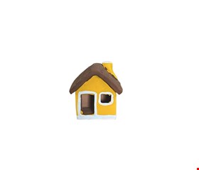 Casinha de Barro com chaminé amarelo 6cmA Casinha de Barro com chaminé amarelo 6cmA
