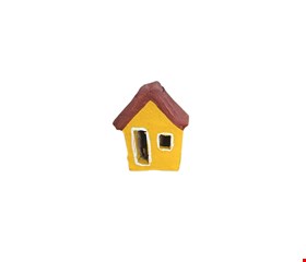Casinha de Barro Amarela com telhado marrom 8cmA Casinha de Barro Amarela com telhado marrom 8cmA