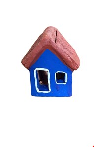 Casinha de Barro azul 8cmA