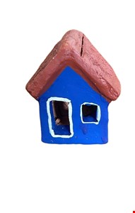 Casinha de Barro azul 8cmA Casinha de Barro azul 8cmA
