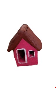 Casinha de Barro rosa 8cmA