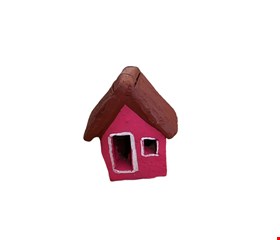 Casinha de Barro rosa 8cmA Casinha de Barro rosa 8cmA