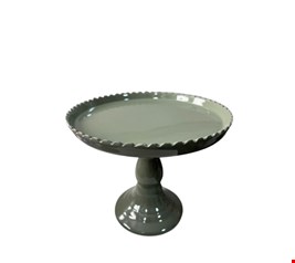 Suporte Balaustre Borda Ondulada Verde Musgo Brilhante -18cmA 22cmD