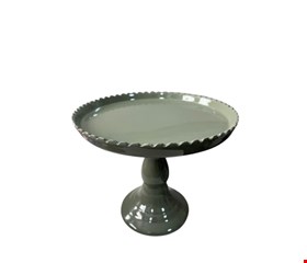 Suporte Balaustre Borda Ondulada Verde Musgo Brilhante -18cmA 22cmD
