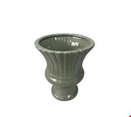 Vaso Canelado Verde Musgo Brilhante 20cmA 17cmD 