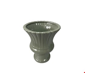 Vaso Canelado Verde Musgo Brilhante 20cmA 17cmD 