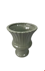 Vaso Canelado Verde Musgo Brilhante 20cmA 17cmD 