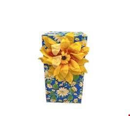 Cubo São João Flores Azul e Girassol - 80CmA 42cmL 
