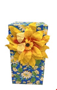 Cubo São João Flores Azul e Girassol - 80CmA 42cmL 