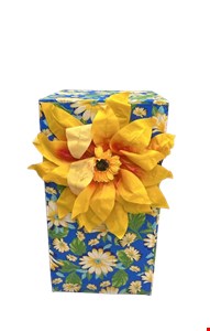 Cubo São João Flores Azul e Girassol - 80CmA 42cmL 