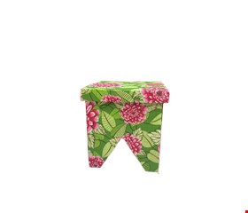 Temático São João - Banco em madeira decorado com chita Verde e Rosa 30X30