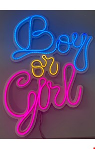 Letreiro de Led - Boy or Girl Luz Azul Amarela e Rosa 50cmA 33cmL