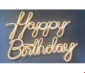 Letreiro em Led - Happy Birthday Luz branco quente 39cmA 56cmL