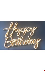 Letreiro em Led - Happy Birthday Luz branco quente 39cmA 56cmL
