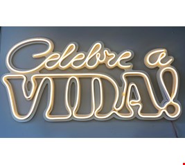 Letreiro em Led - Celebre a Vida Luz branco quente 30cmA 63cmL