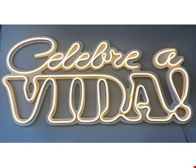 Letreiro em Led - Celebre a Vida Luz branco quente 30cmA 63cmL