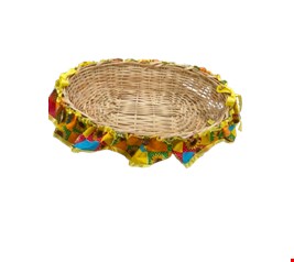 Cesto Oval com Babado Junino Girassol e Colorido G