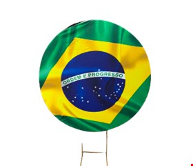 Painel Redondo Tecido Sublimado - Bandeira Brasil Copa Futebol 1,50mD