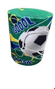 Capa Cilindro tecido verde Bola na rede Futebol Copa 60cmA 45cmD