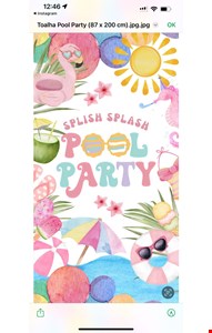 Painel vertical tecido sublimado Pool Party Splish Splash aquarelado 2mA x 90cmL Painel vertical tecido sublimado Pool Party Splish Splash aquarelado 2mA x 90cmL