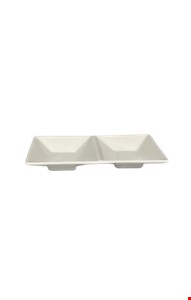 Linha Buffet - Molheira branca retangular 2 partes 15cmL