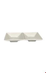 Linha Buffet - Molheira branca retangular 2 partes 15cmL Linha Buffet - Molheira branca retangular 2 partes 15cmL